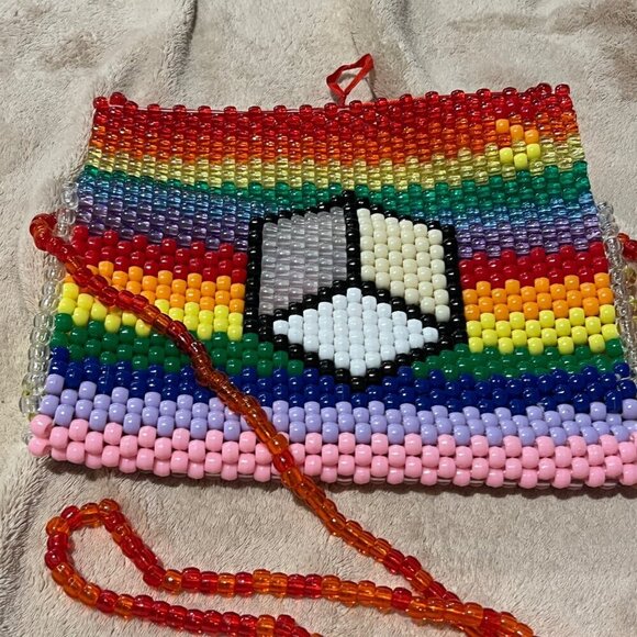 Kandi Beaded purse pocketbook bag pouch or shoulder purse. Fun festival vibes ra - Picture 8 of 11